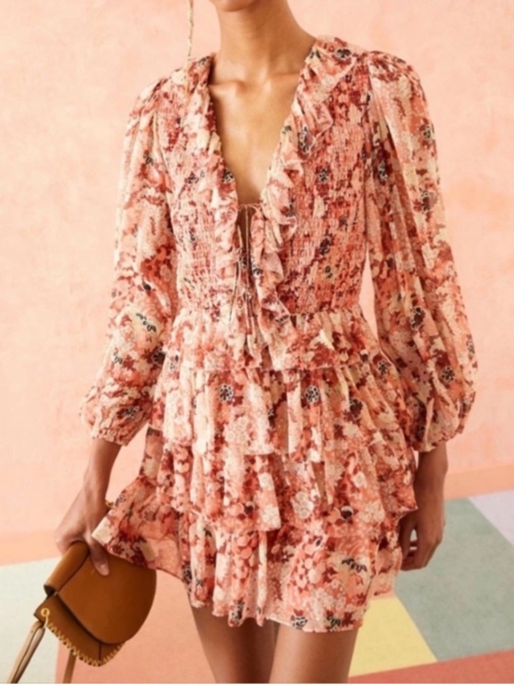 Ulla Johnson Tamara Floral Long Sleeve Ruffle Dress Size 10